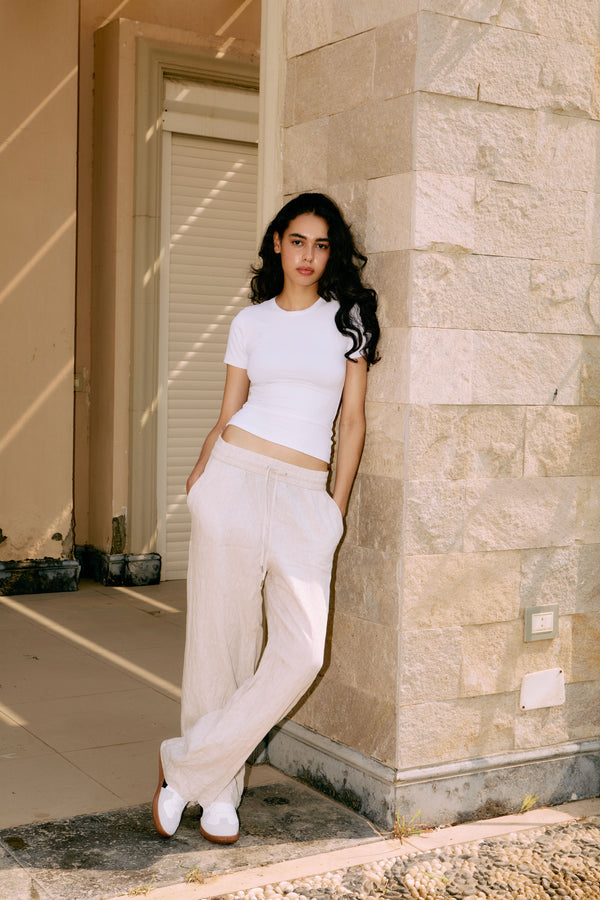 WHITE HALF SLEEVE TOP (double layered)