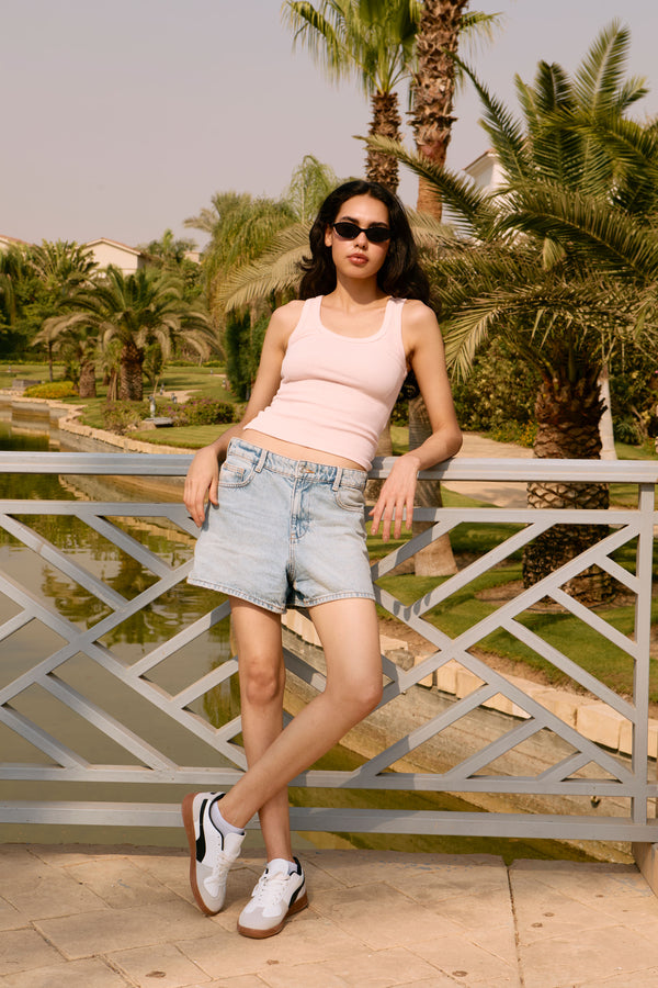 BABY PINK U-SHAPED TANK TOP
