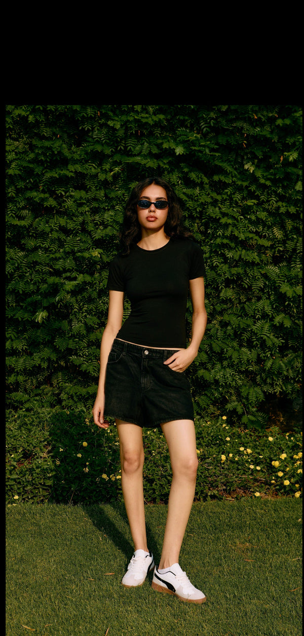 BLACK HALF SLEEVE TOP