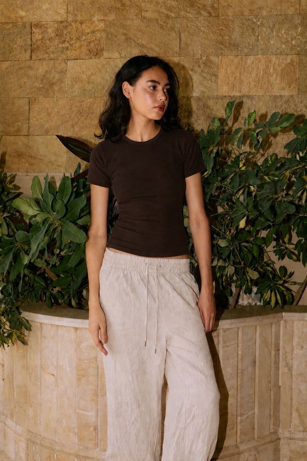 COCO BROWN HALF SLEEVE TOP