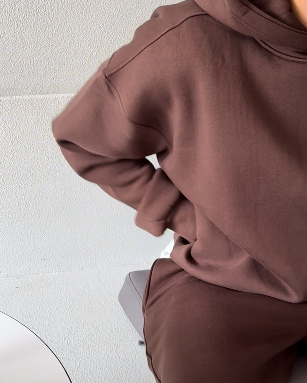Hidden Pocket Hoodie in brown