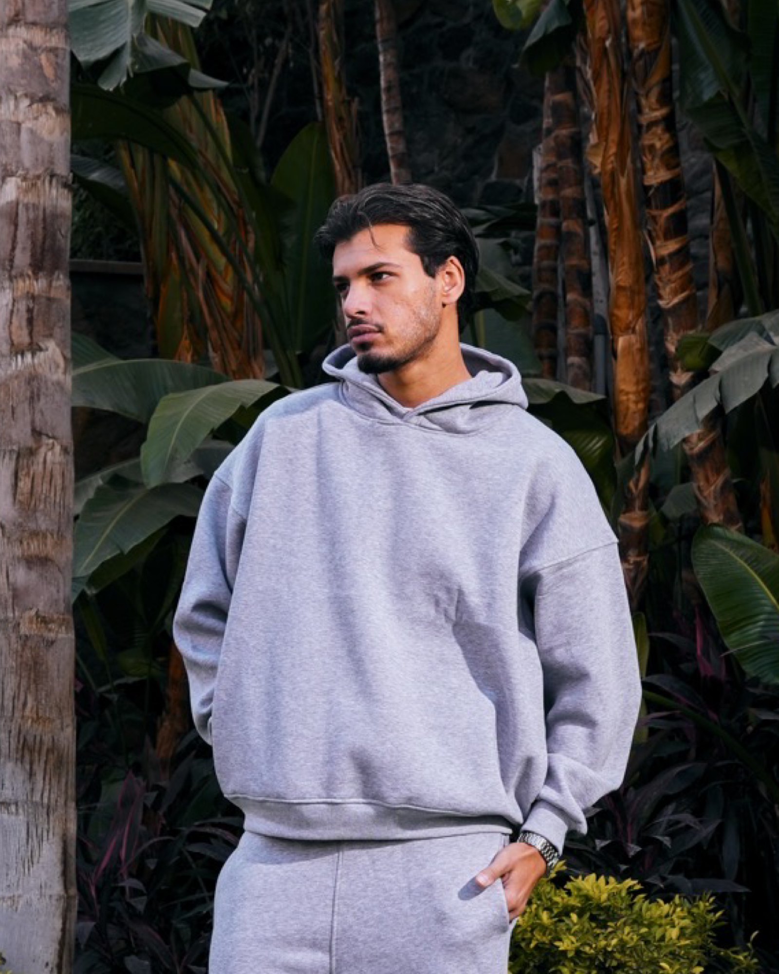 Hidden Pocket Hoodie in grey