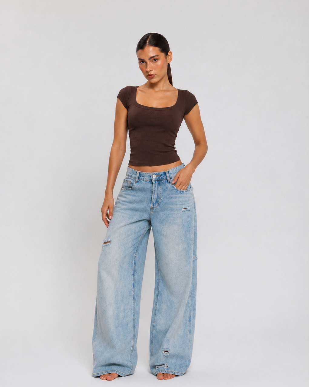 Sculpt Scoop Top - BROWN