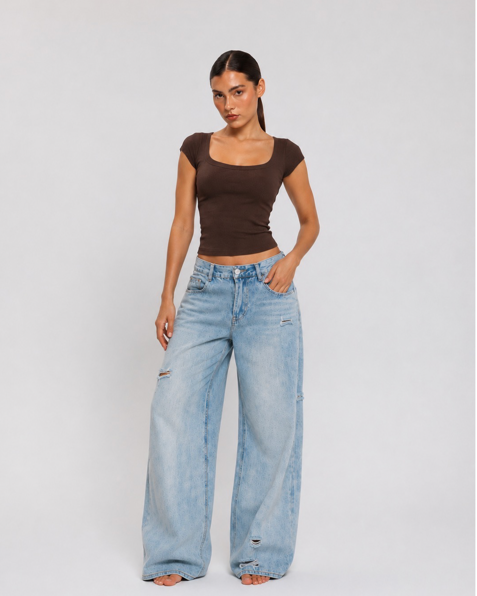 Sculpt Scoop Top - BROWN