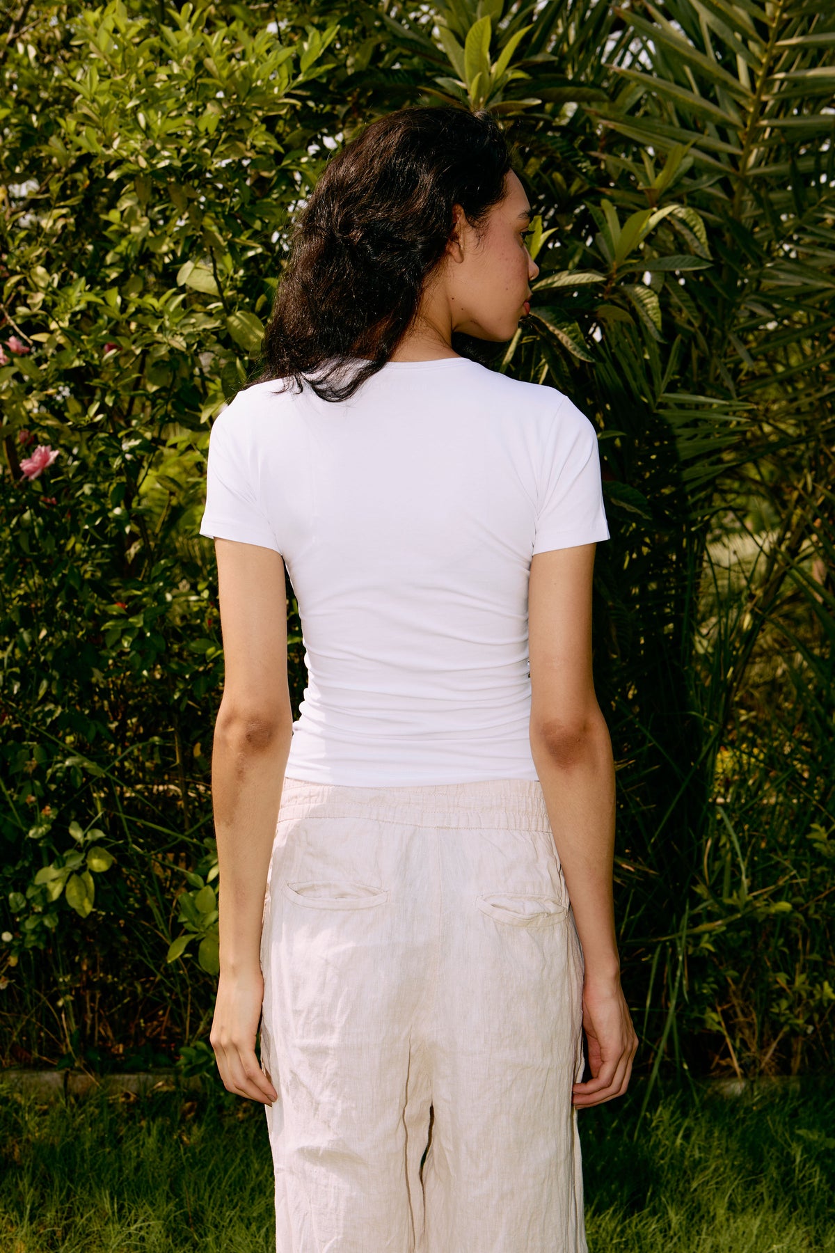 WHITE HALF SLEEVE TOP (double layered)