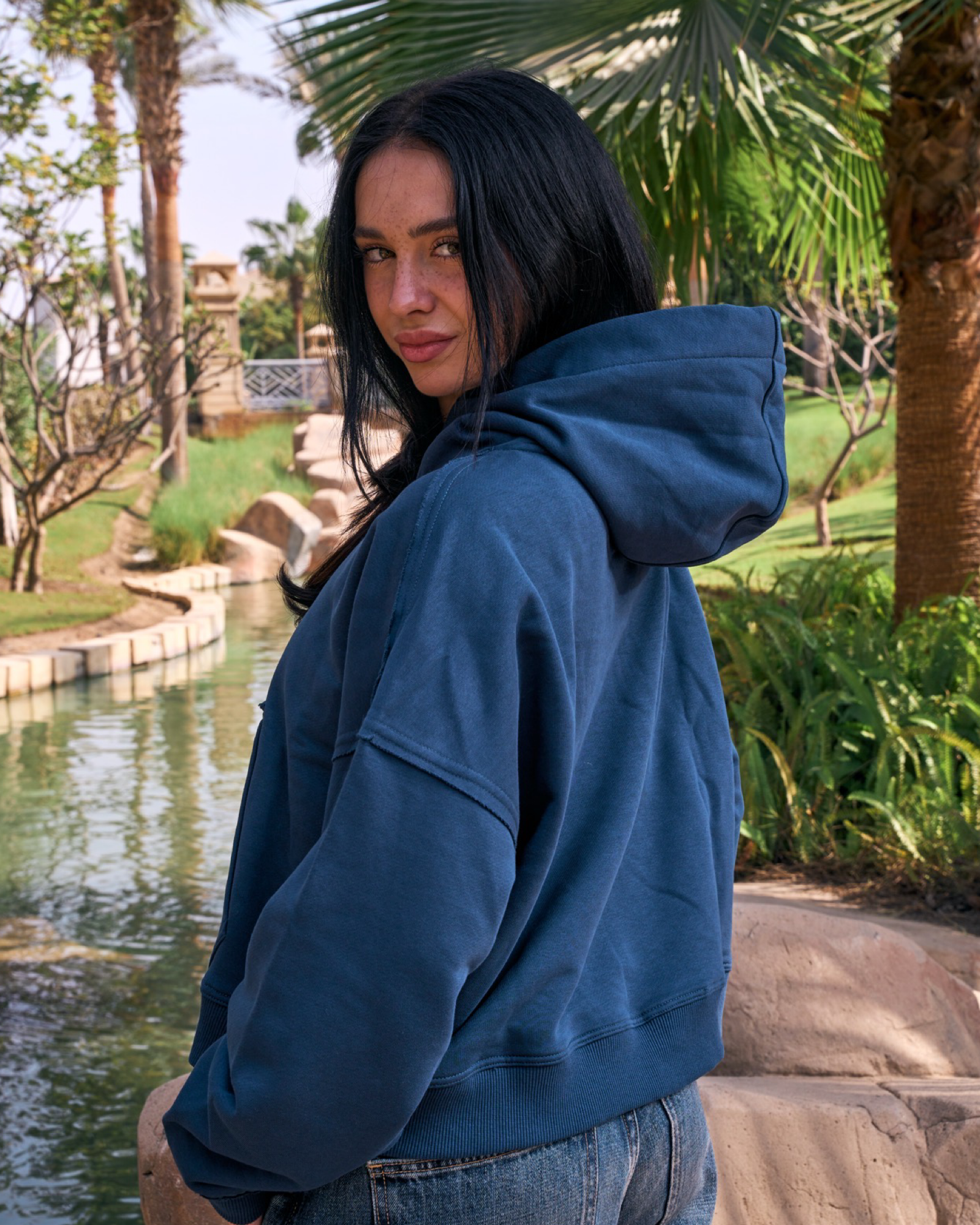 Unfinished quarter zipped hoodie