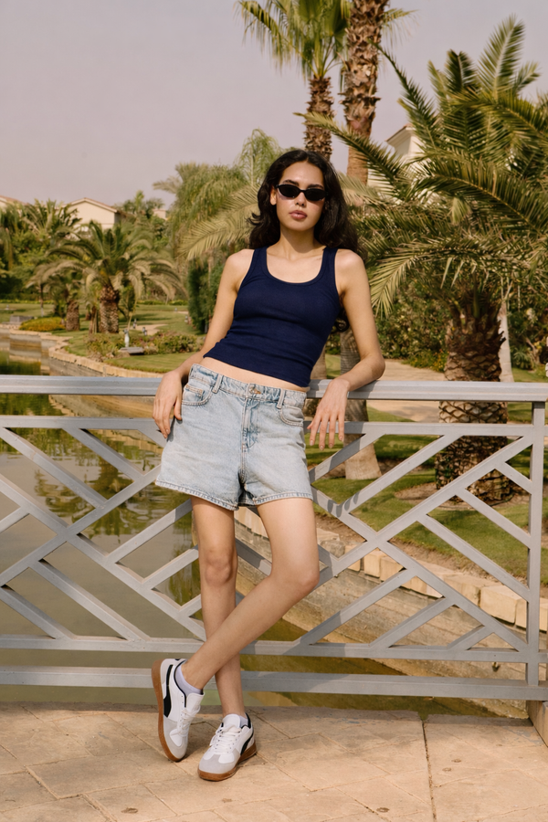 NAVY U-SHAPED TANK TOP