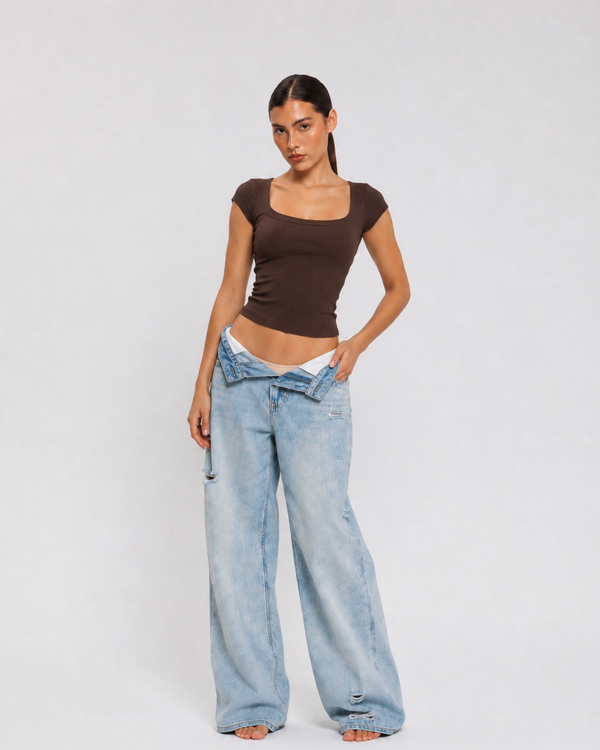 Sculpt Scoop Top - BROWN