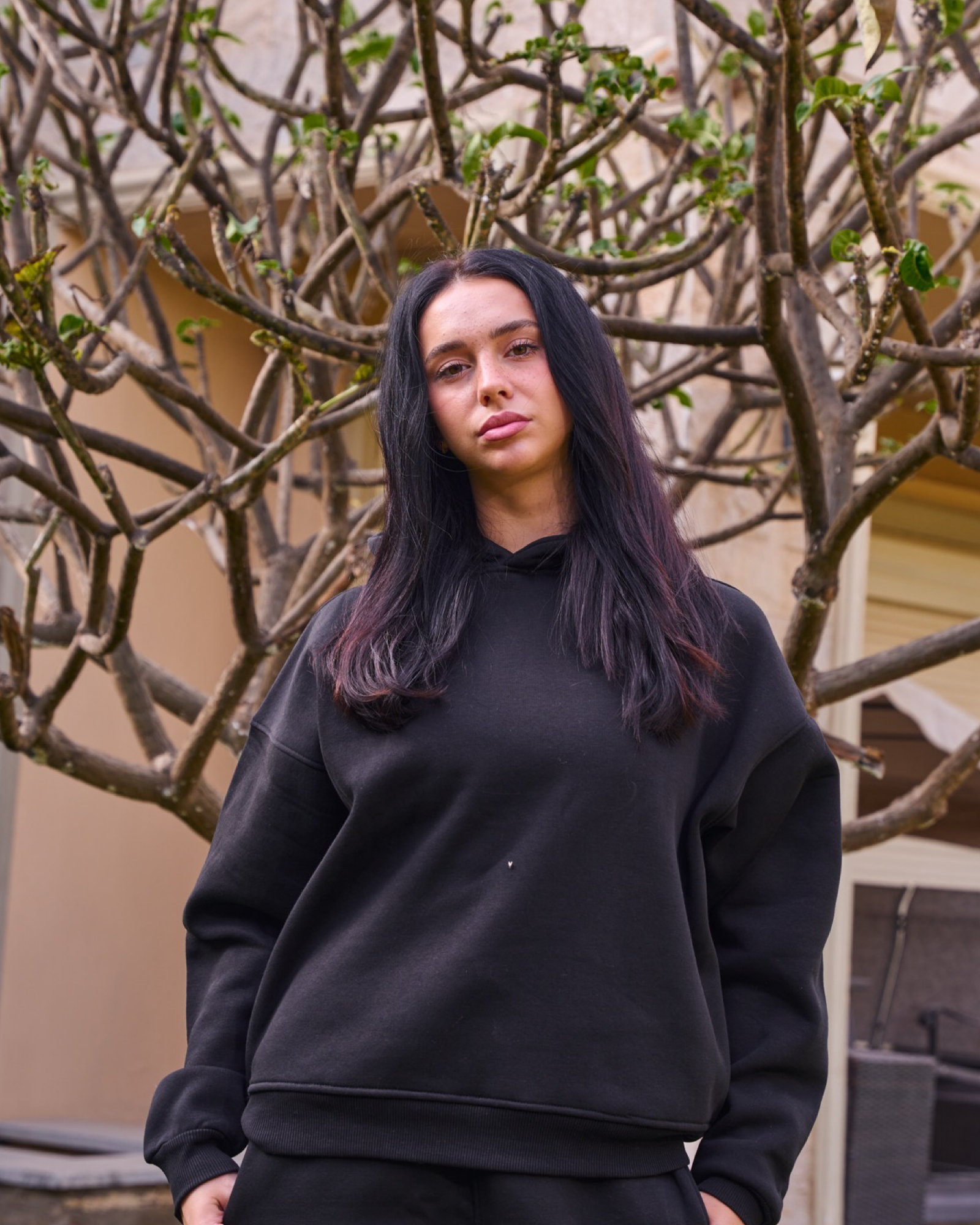 Hidden Pocket Hoodie in black