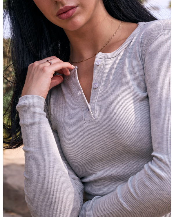 Henley Top in Grey