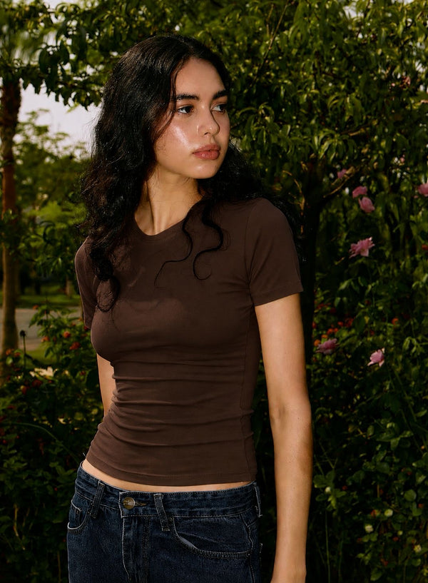 COCO BROWN HALF SLEEVE TOP