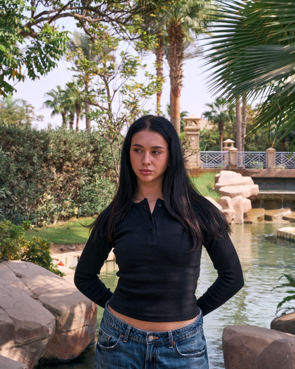 Henley Top in Black