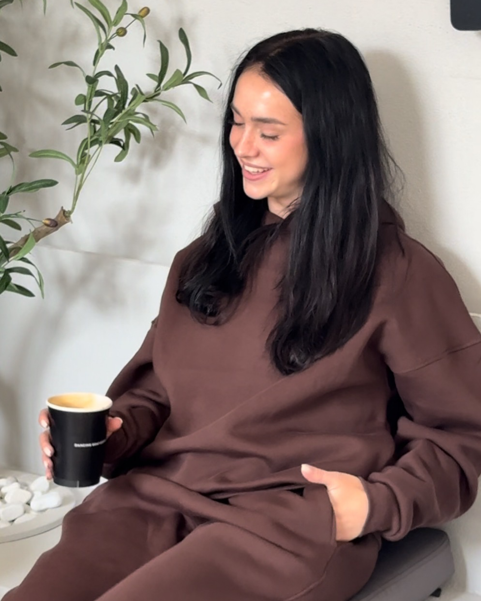 Hidden Pocket Hoodie in brown