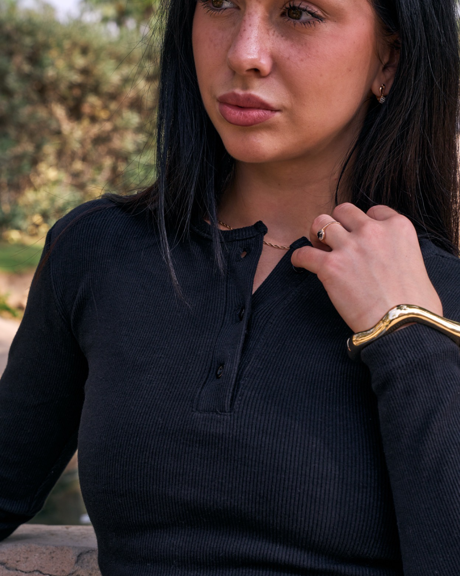 Henley Top in Black
