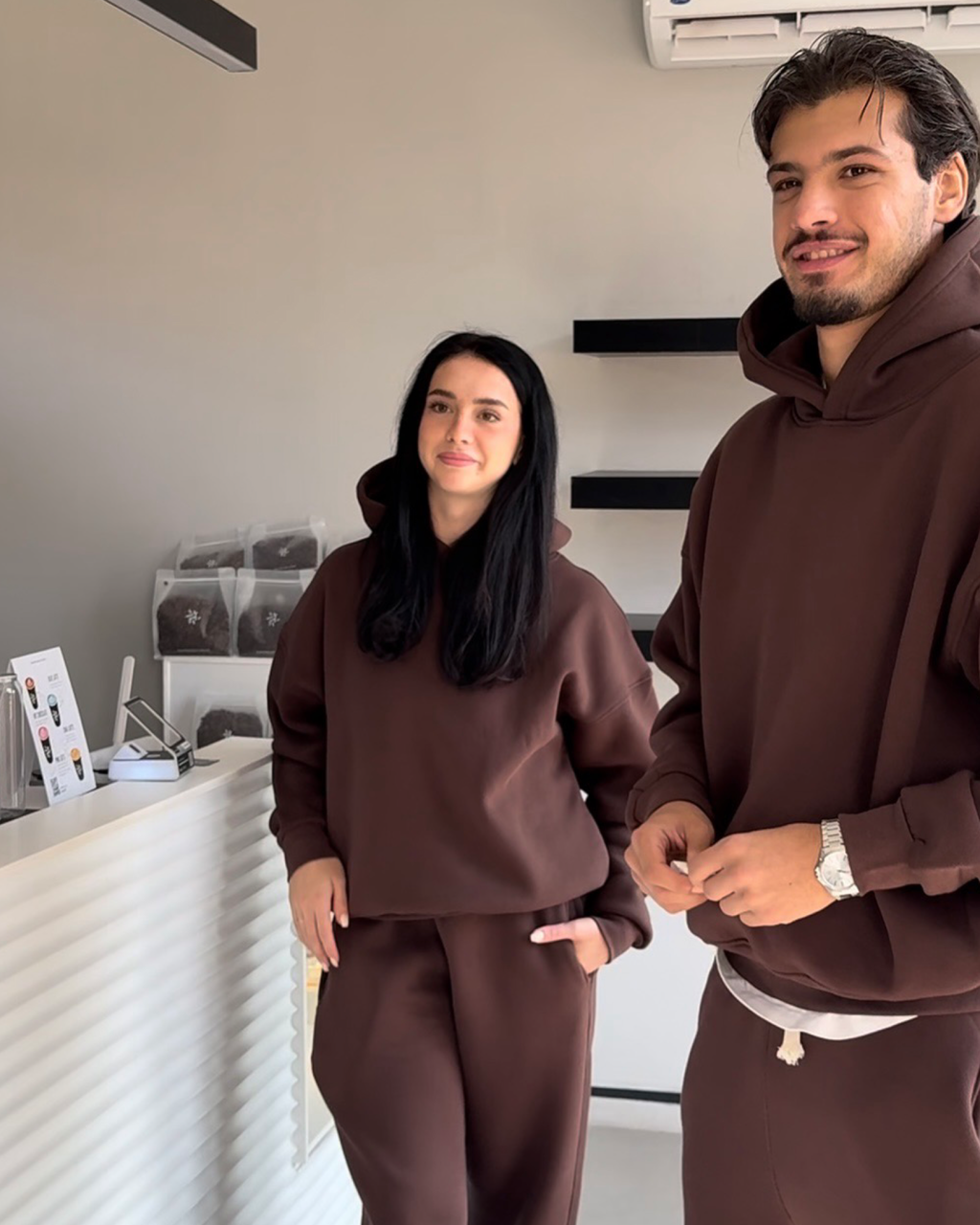 Hidden Pocket Hoodie in brown