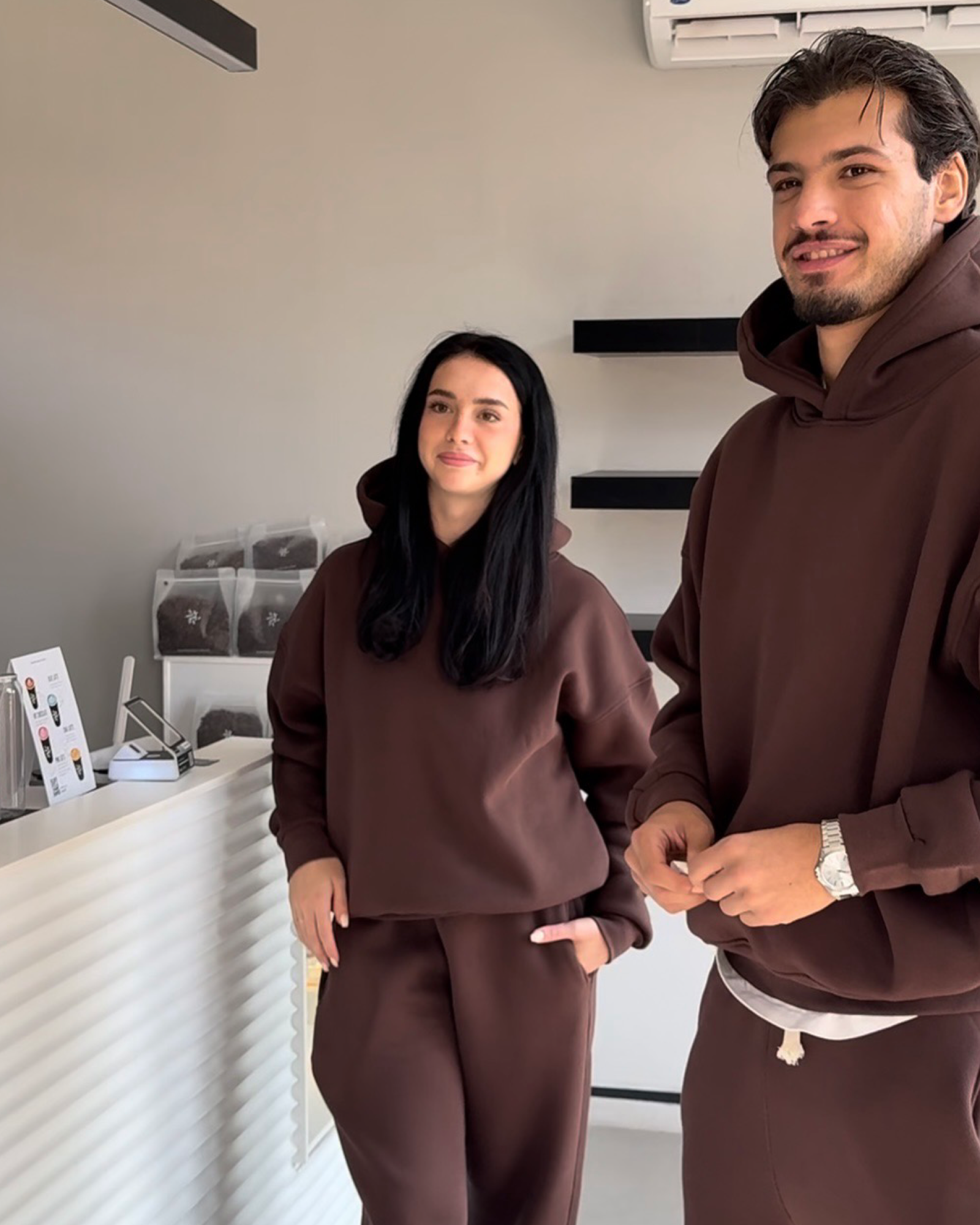 Hidden Pocket Hoodie in brown