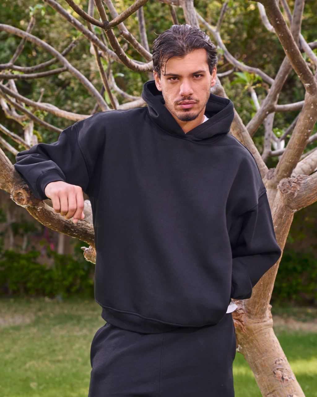 Hidden Pocket Hoodie in black