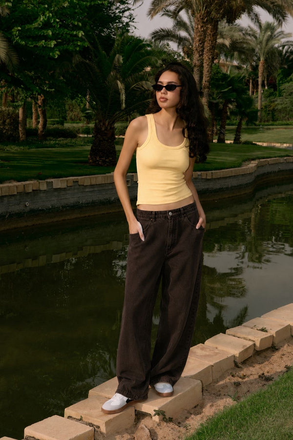 BUTTER YELLOW U-SHAPED TANK TOP